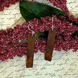 Handstamped Texas Leather Bar Earrings