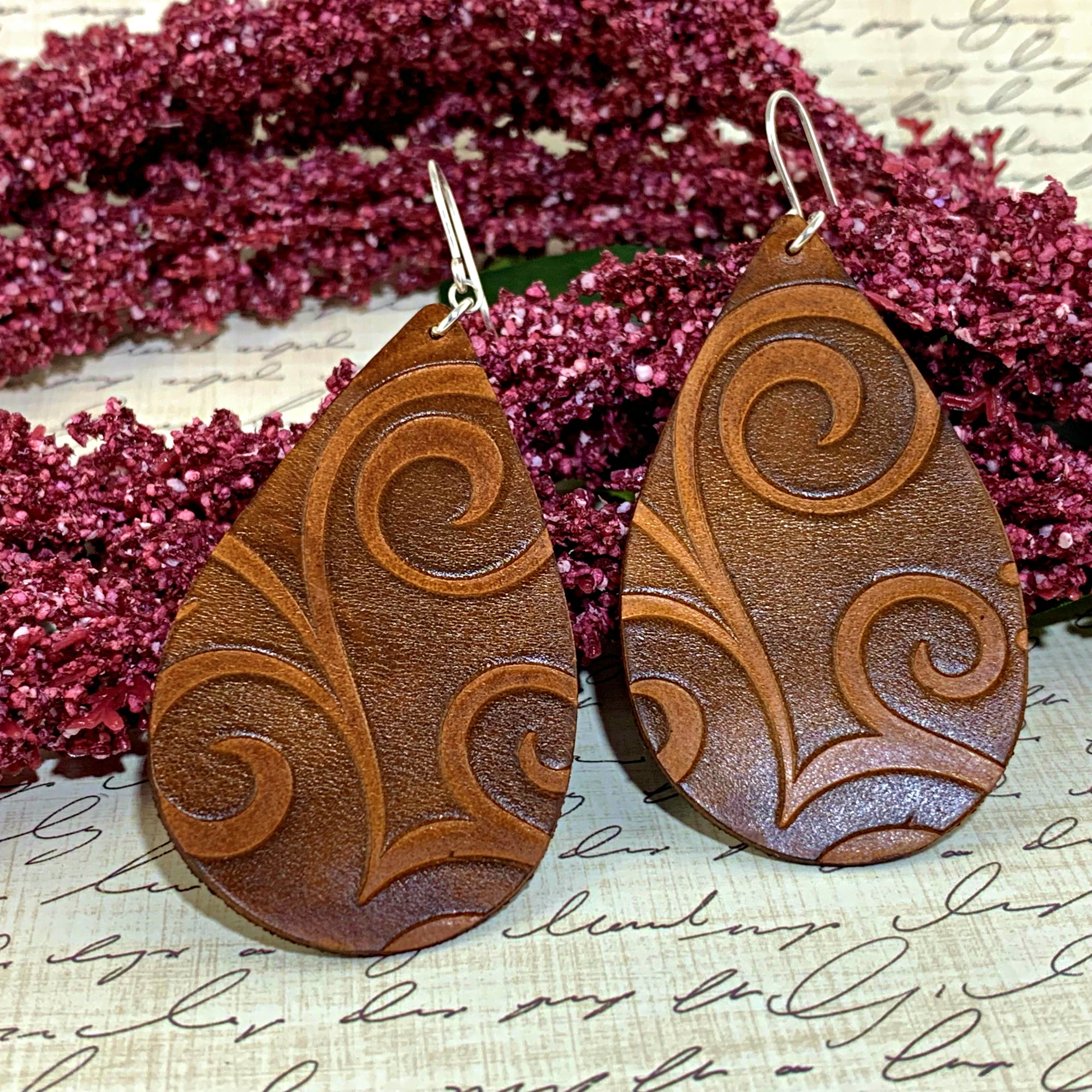 Double-sided Textured Faux Leather Teardrop Earrings – Under the Plumeria  Tree
