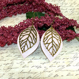 Faux Leather and Metal Leaf Earrings