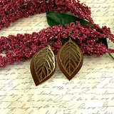 Faux Leather and Metal Leaf Earrings