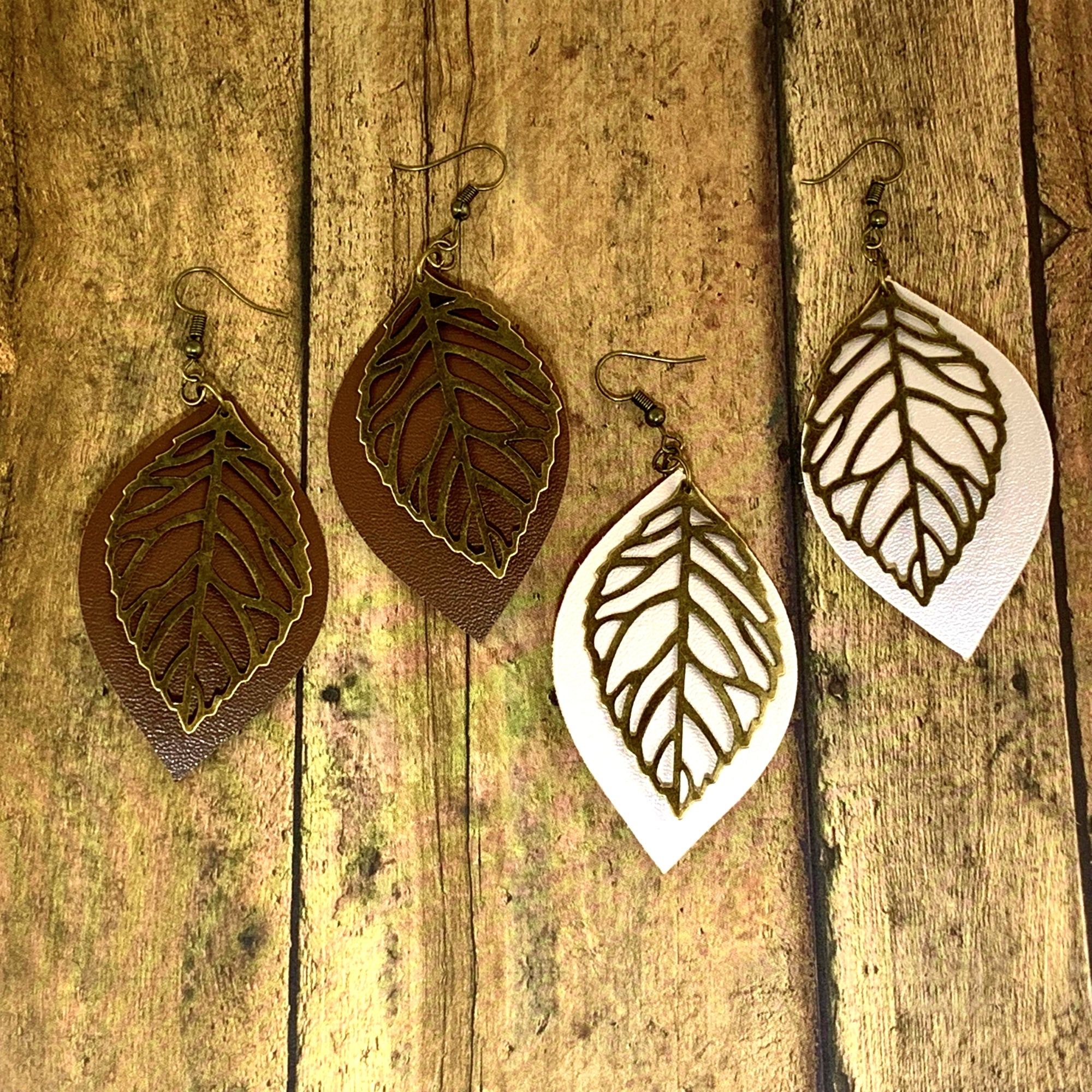 Macy Cork and Faux Leather Dangly Leaf Earrings-Natural Gold Fleck – Creek  + Elm