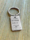 "My Blood Type is Coffee" Hand Stamped Keychain