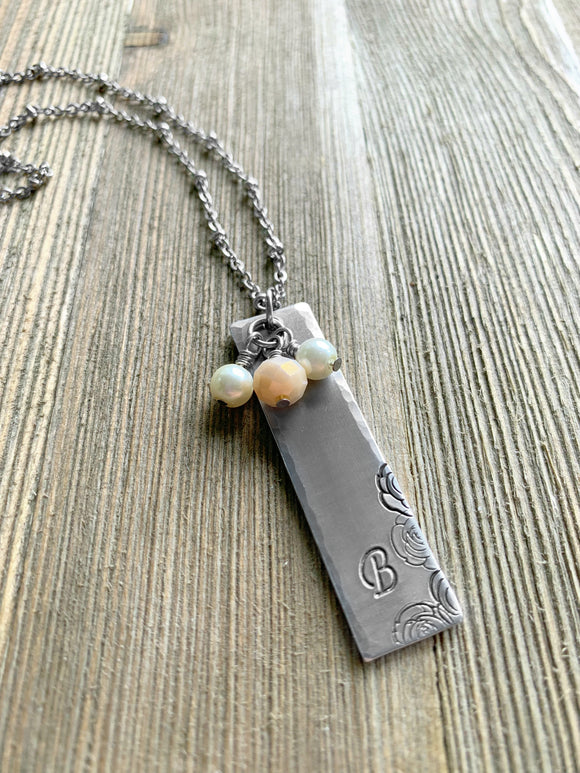 Personalized Hand Stamped Aluminum Initial Necklace