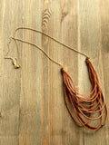 Suede Leather Long Layered Look Necklace
