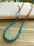 Jade and Suede Leather Side Clasp Necklace