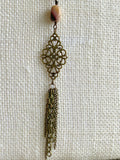 Jasper Long Bronze Beaded Drop with Tassel Necklace