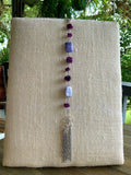 Purple Jasper and Hematite Long Silver Beaded Drop with Tassel Necklace