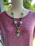 Turquoise and Gold Texas Beaded Necklace