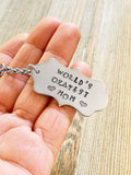 “World’s Okayest Mom” Hand Stamped Aluminim Keychain