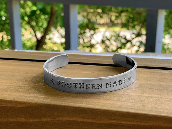 “Southern Made” Hand Stamped Aluminum Cuff Bracelet