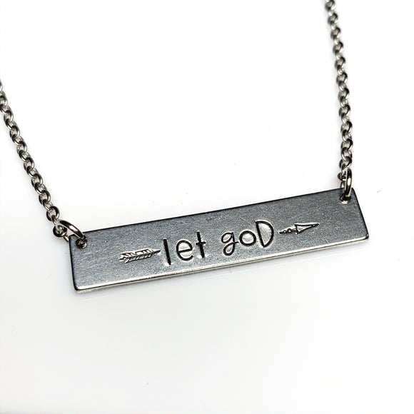 “Let goD” Stainless Steel Bar Necklace