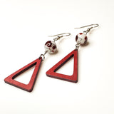 Red Geometric Triangle Dangle Earrings
