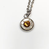 9mm Bullet Slice Necklace with Swarovski Birthstone Crystal