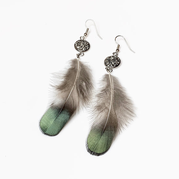 Druzy and Feather Earrings